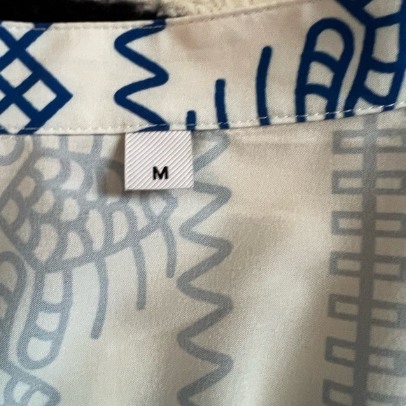 NEW Blue White Aztec Embroidered Tunic Dress | Boho Beach Cover-Up | Size M - Picture 7 of 7